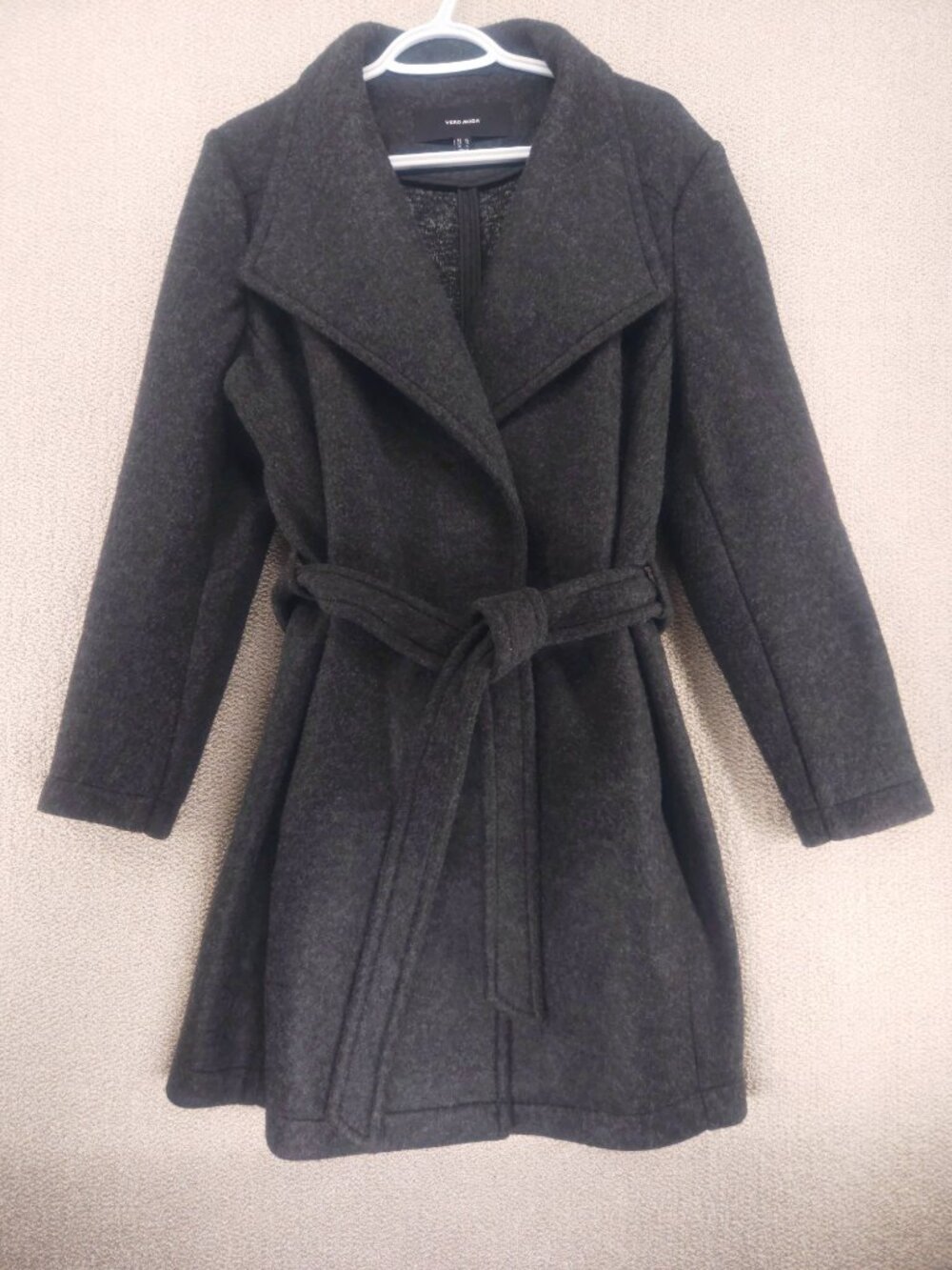 Vero Moda Brushed Charcoal Grey Waterfall Coat - XL